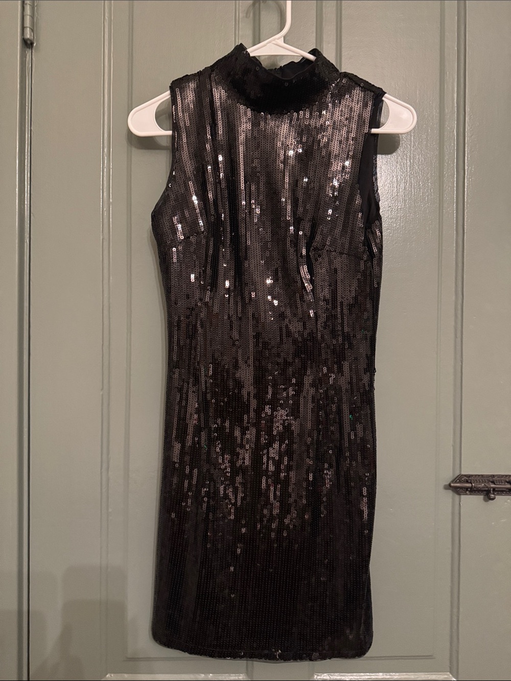 TFNC London Black Sequin Sleeveless Mock Neck Dress - Elegant Evening Wear